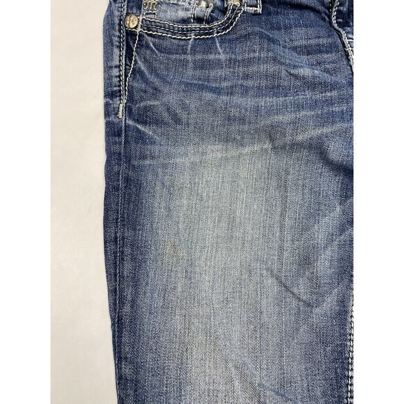 Miss Me Jeans 31x32 Wing Embroidery Mid Rise Easy Boot Bling Flap Pockets - Picture 7 of 12